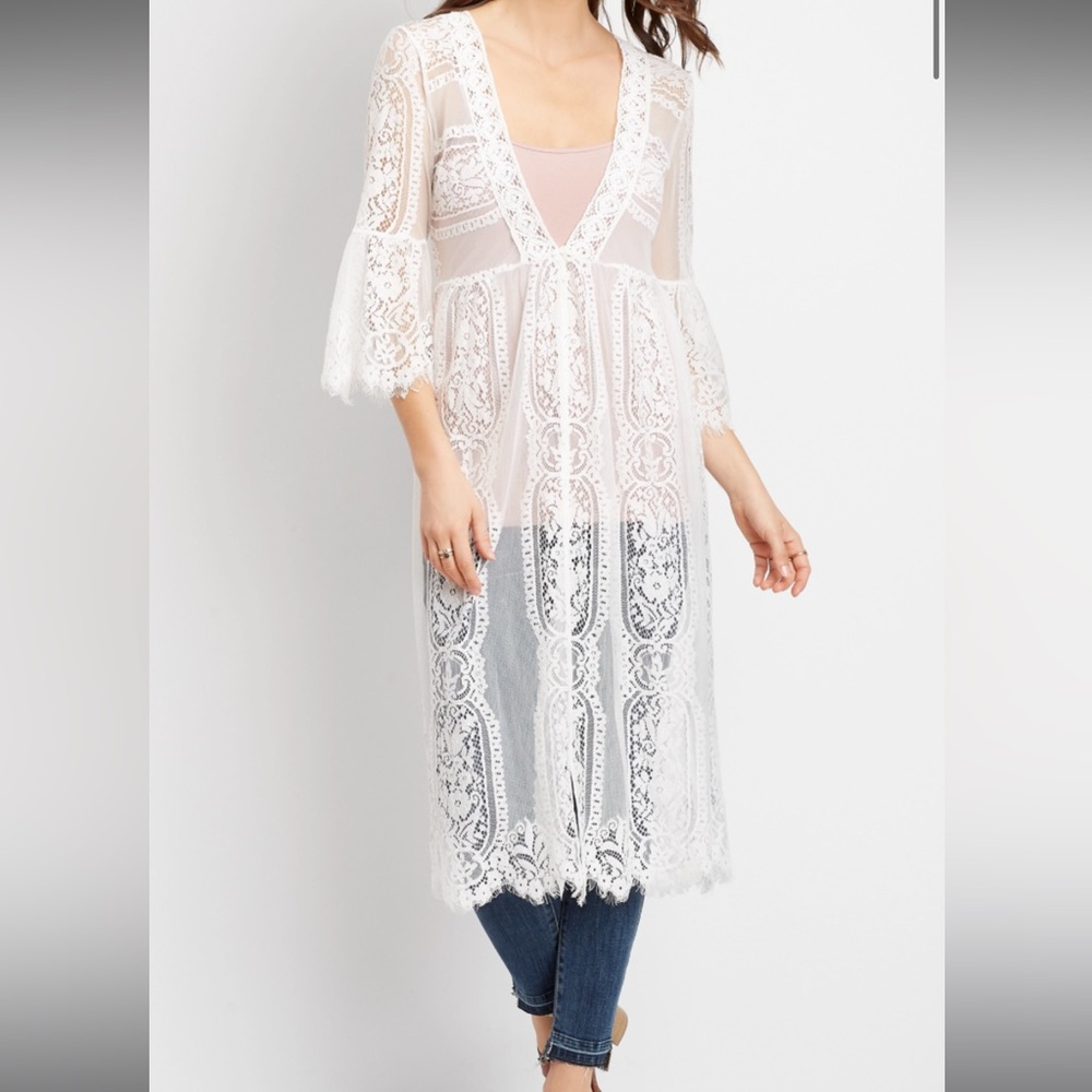 White lace duster kimono